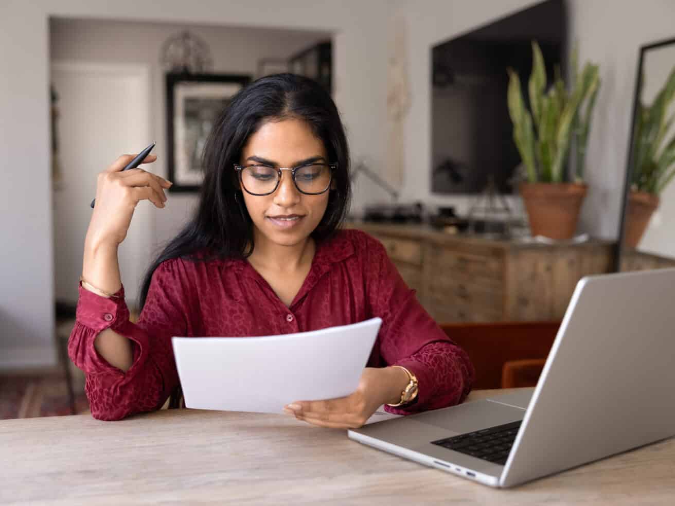 young woman practicing for interview at home