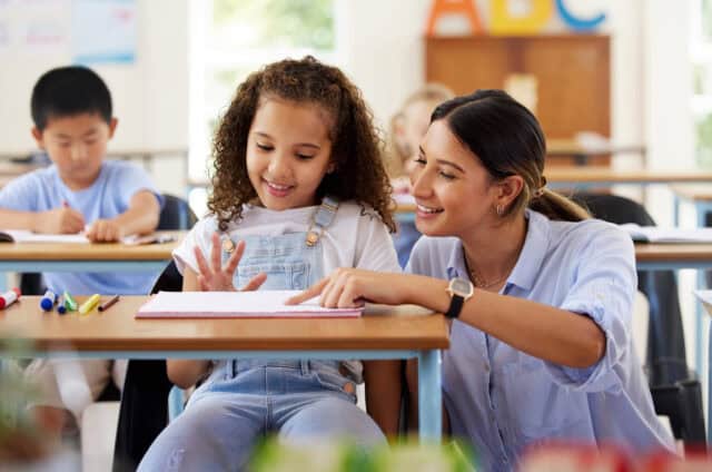 teacher and student in class